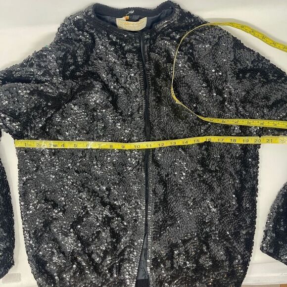 Vintage Imperial Fashion Black Sequins Lambswool Full-Zip Sweater Jacket Size 42 - Picture 9 of 9